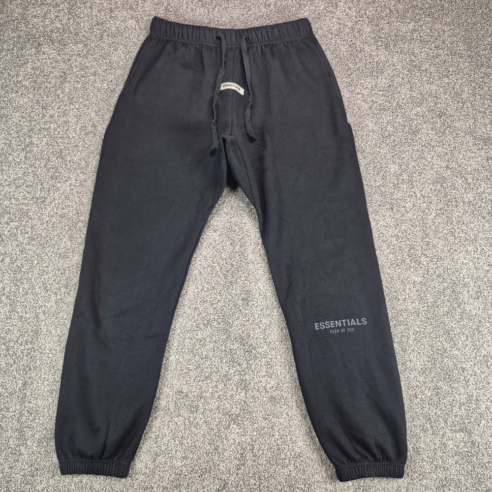 ESSENTIALS Mens Black Fleece Jogger Pants